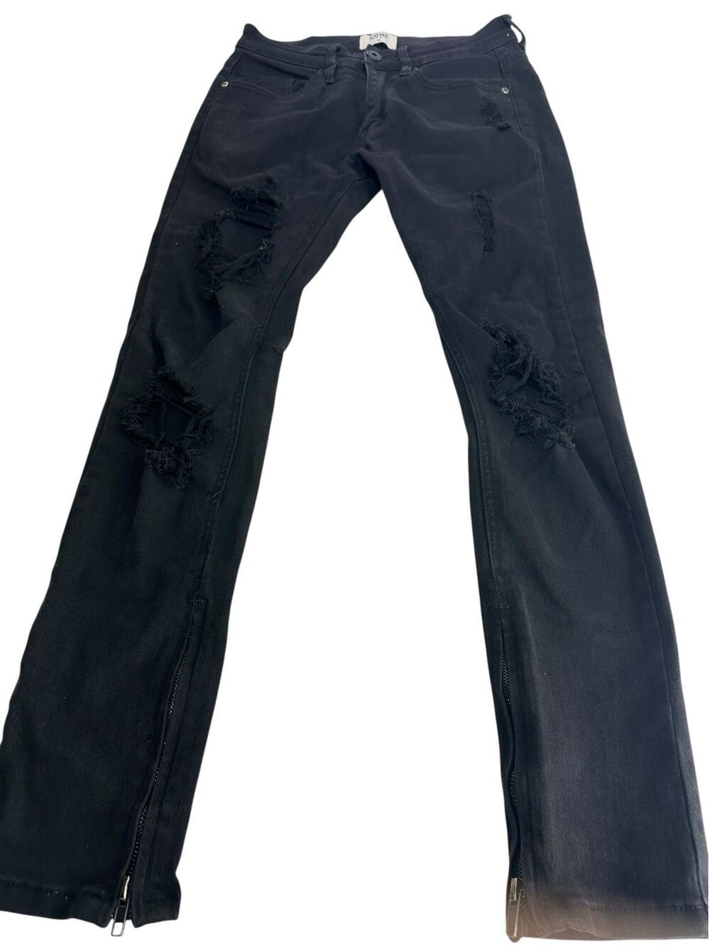 kdnk black distressed skinny ankle zip jeans Size 28